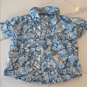 Janie and Jack Tropical Blue Button Down Shirt